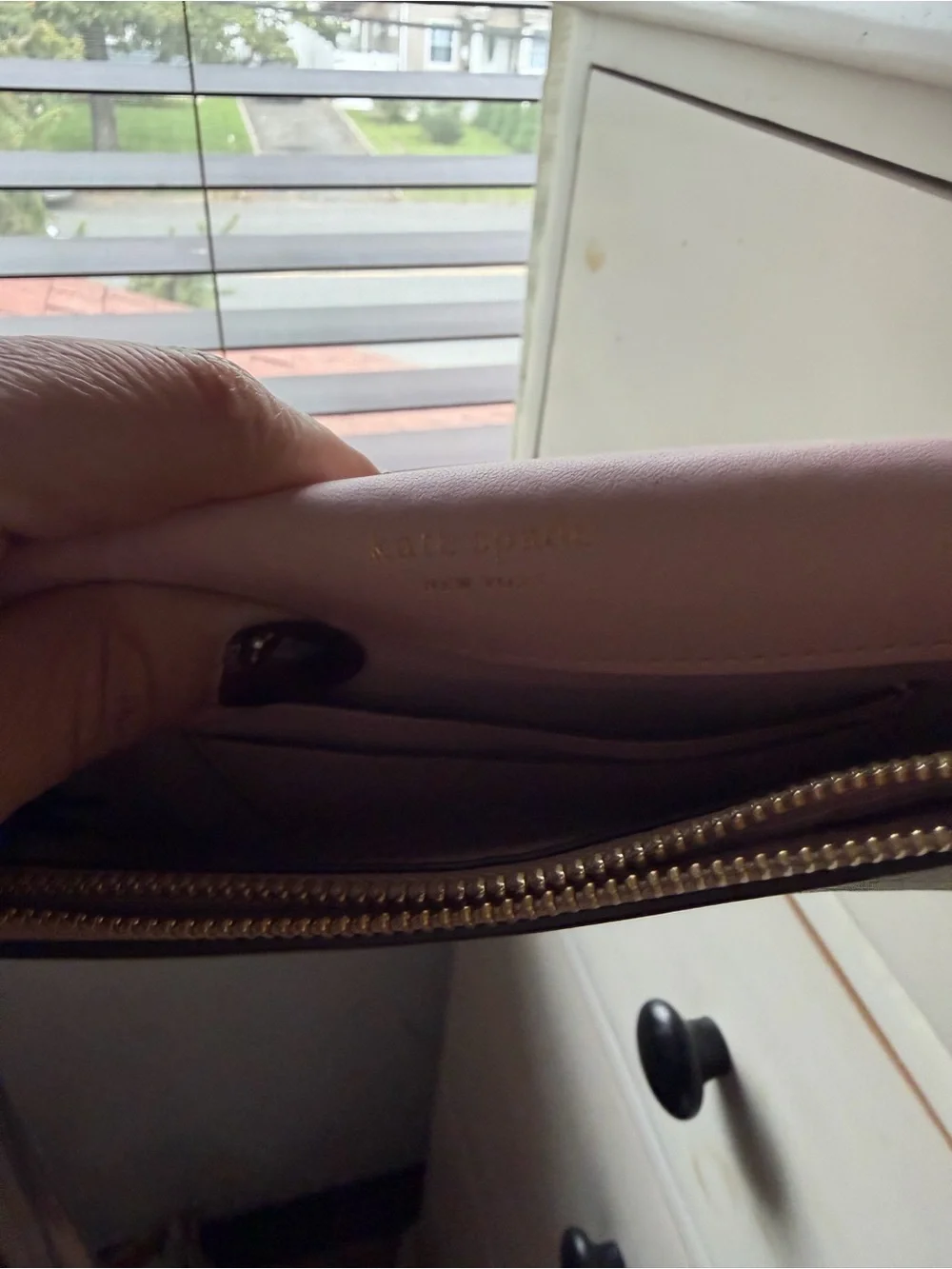 Kate Spade Neutral Beige Leather Wristlet
